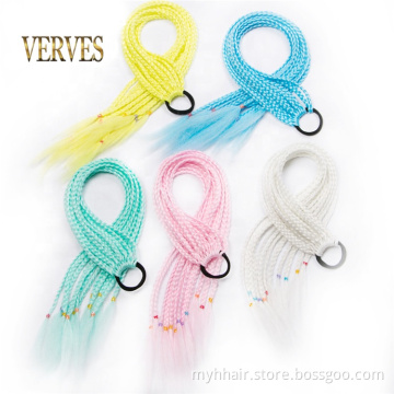 10 Pcs Synthetic Hair Ties Gradient Crochet Braid 24 inch Rainbow Hair-Ring Braid Ponytail for Women Braided Drawstring Ponytail